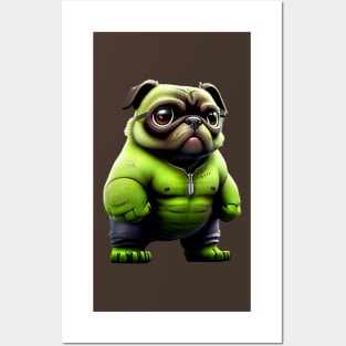 Green Pug Mutant - Angry Superhero Pug T-Shirt Design Posters and Art